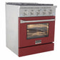 Kucht 30-Inch Pro-Style Dual Fuel Range in Stainless Steel with Red Oven Door KDF302-R