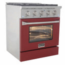 Kucht 30-Inch Pro-Style Dual Fuel Range in Stainless Steel with Red Oven Door KDF302-R