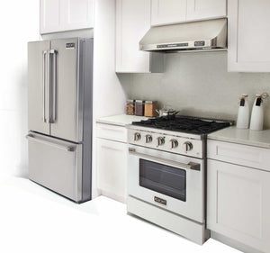 Kucht 30-Inch Pro-Style Dual Fuel Range in Stainless Steel with White Oven Door KDF302-W