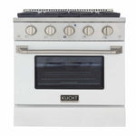 Kucht 30-Inch Pro-Style Dual Fuel Range in Stainless Steel with White Oven Door KDF302-W