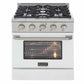 Kucht 30-Inch Pro-Style Dual Fuel Range in Stainless Steel with White Oven Door KDF302-W