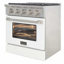 Kucht 30-Inch Pro-Style Dual Fuel Range in Stainless Steel with White Oven Door KDF302-W