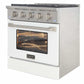 Kucht 30-Inch Pro-Style Dual Fuel Range in Stainless Steel with White Oven Door KDF302-W