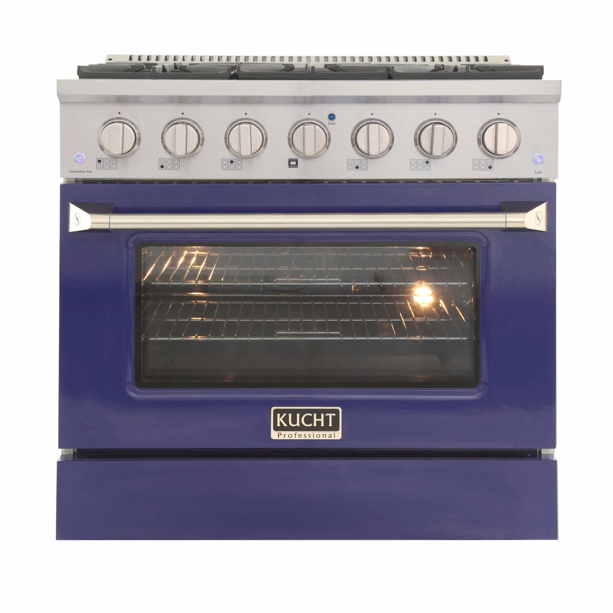 Kucht 36-Inch Pro-Style Dual Fuel Range in Stainless Steel with Blue Oven Door KDF362-B