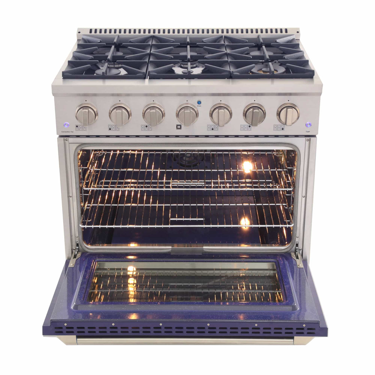 Kucht 36-Inch Pro-Style Dual Fuel Range in Stainless Steel with Blue Oven Door KDF362-B