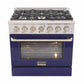 Kucht 36-Inch Pro-Style Dual Fuel Range in Stainless Steel with Blue Oven Door KDF362-B
