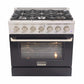 Kucht 36-Inch Pro-Style Dual Fuel Range in Stainless Steel with Black Oven Door KDF362-K
