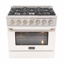Kucht 36-Inch Pro-Style Dual Fuel Range in Stainless Steel with White Oven Door KDF362-W