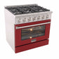 Kucht 36-Inch Pro-Style Dual Fuel Range in Stainless Steel with Red Oven Door KDF362-R