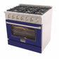 Kucht 36-Inch Pro-Style Dual Fuel Range in Stainless Steel with Blue Oven Door KDF362-B