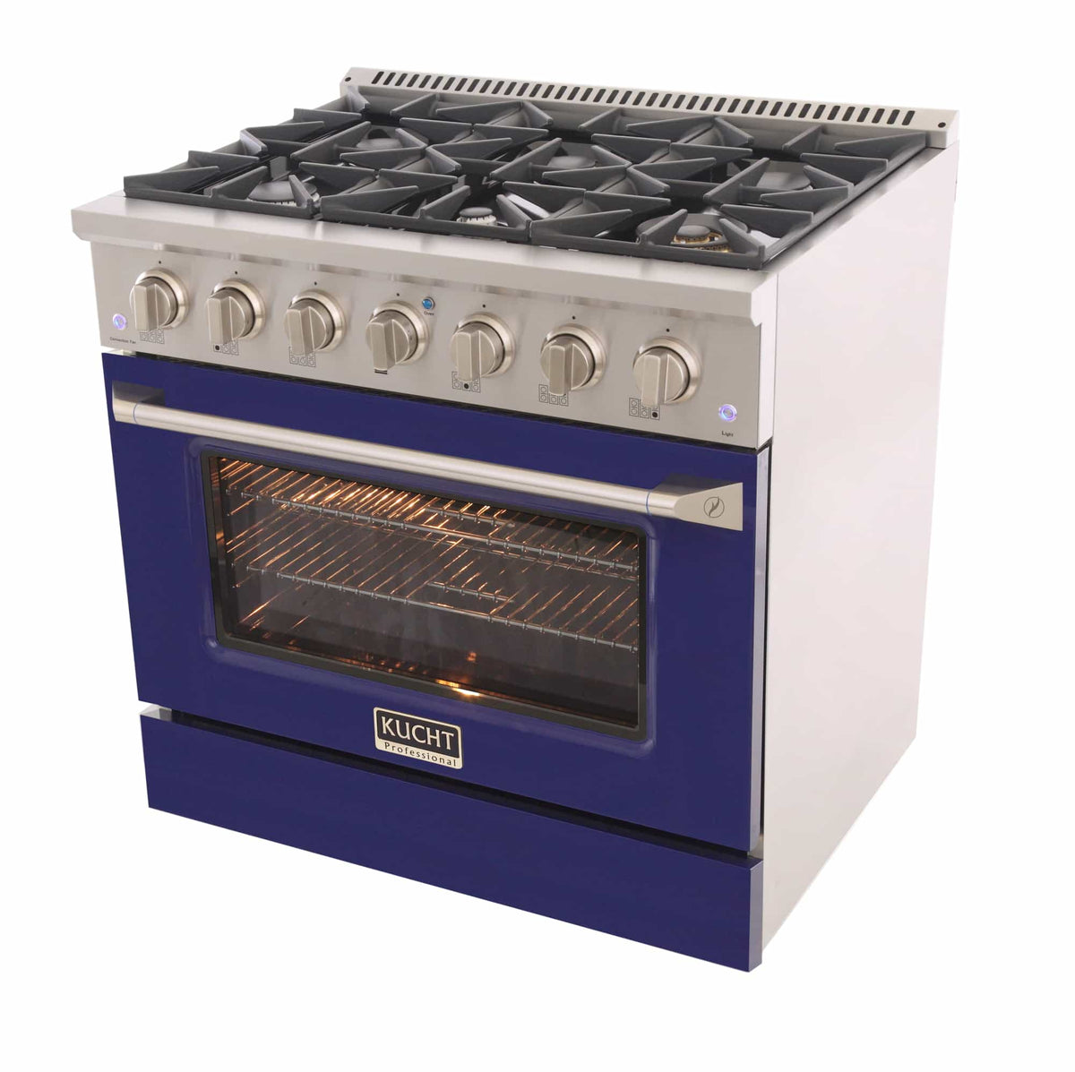 Kucht 36-Inch Pro-Style Dual Fuel Range in Stainless Steel with Blue Oven Door KDF362-B