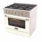 Kucht 36-Inch Pro-Style Dual Fuel Range in Stainless Steel with White Oven Door KDF362-W