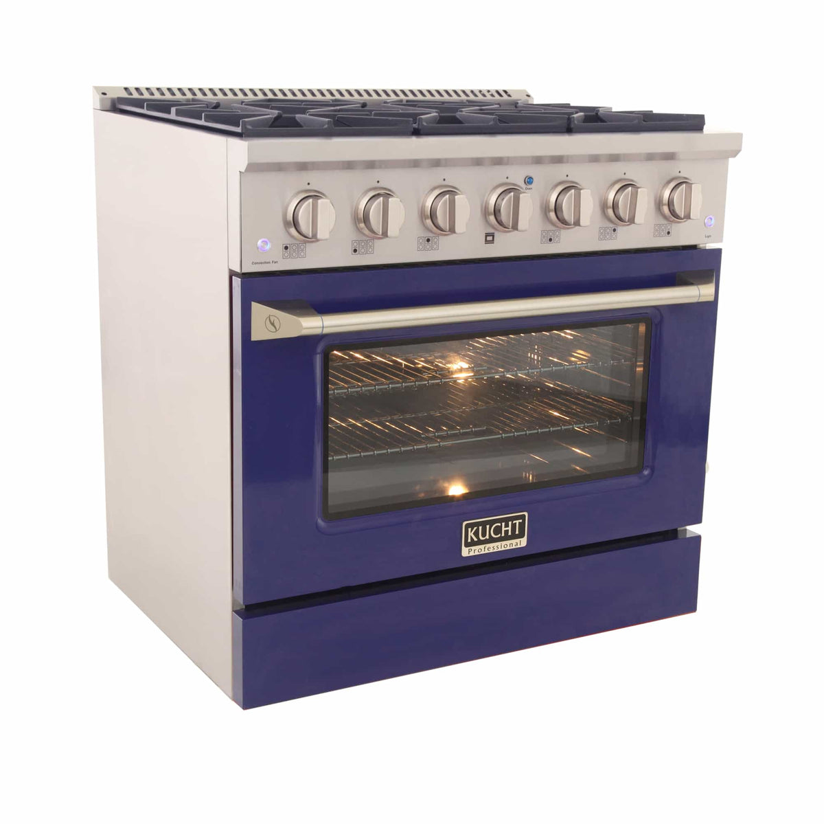Kucht 36-Inch Pro-Style Dual Fuel Range in Stainless Steel with Blue Oven Door KDF362-B