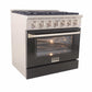 Kucht 36-Inch Pro-Style Dual Fuel Range in Stainless Steel with Black Oven Door KDF362-K
