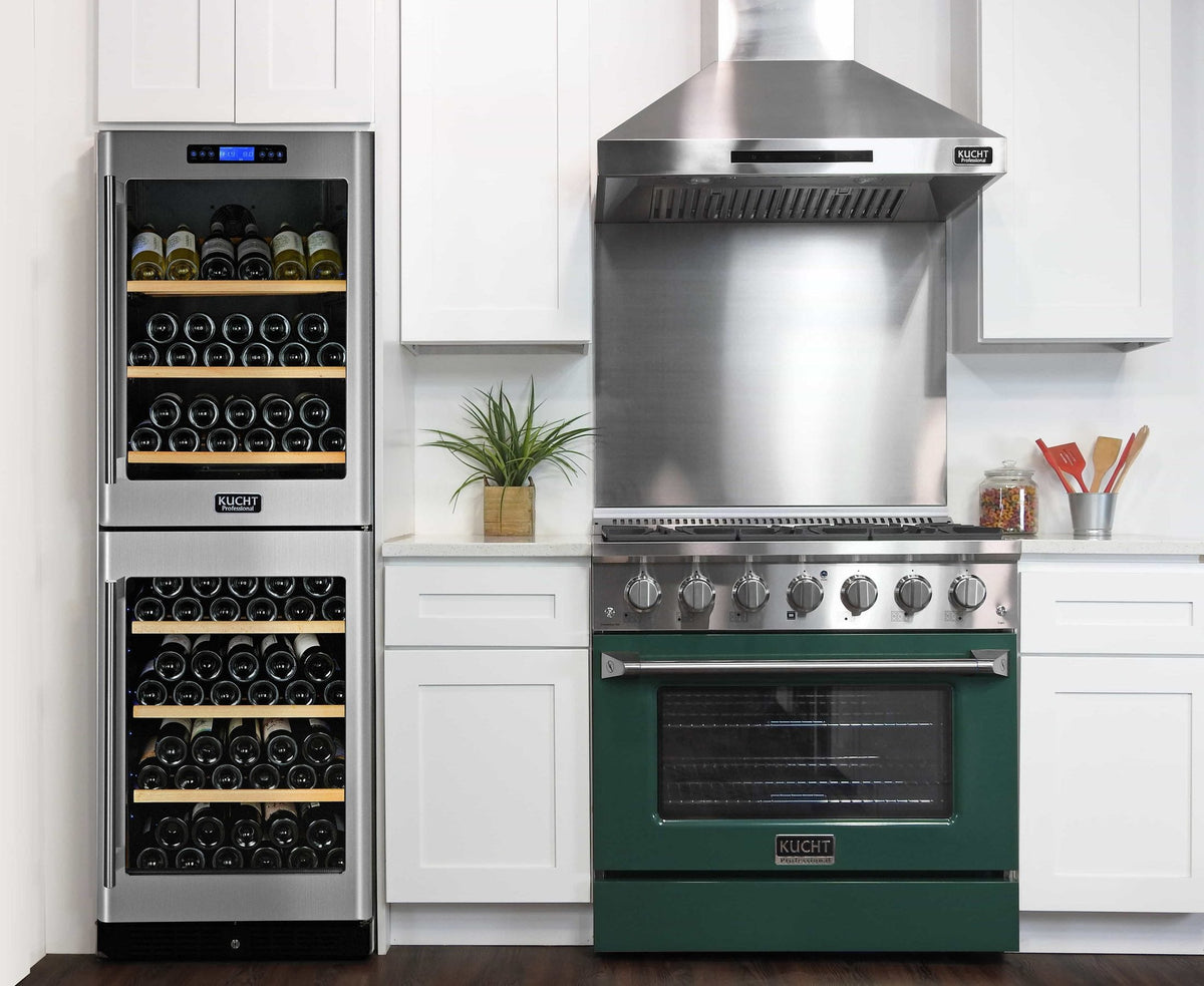 Kucht 36-Inch Pro-Style Dual Fuel Range in Stainless Steel with Green Oven Door KDF362-G