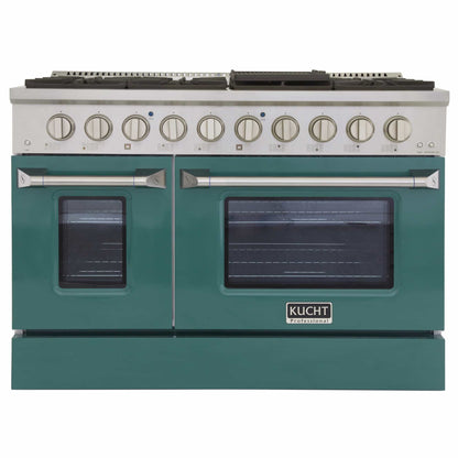 Kucht 48-Inch Pro-Style Dual Fuel Range in Stainless Steel with Green Oven Door KDF482-G