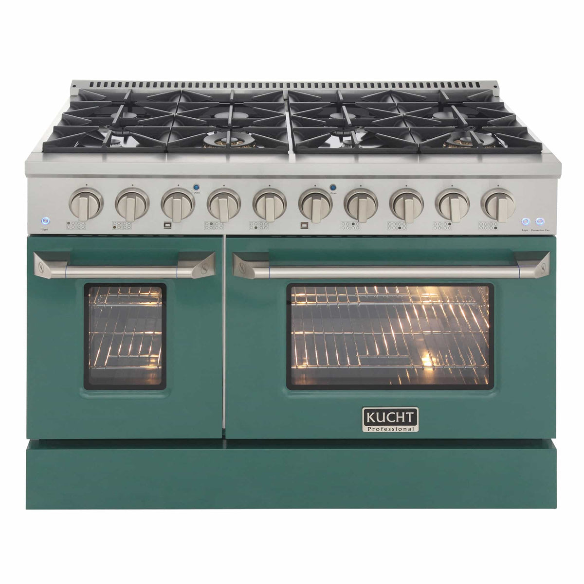 Kucht 48-Inch Pro-Style Dual Fuel Range in Stainless Steel with Green Oven Door KDF482-G