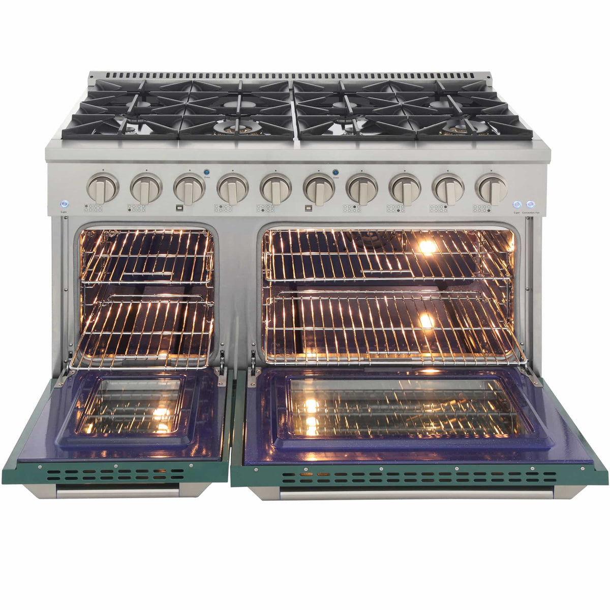 Kucht 48-Inch Pro-Style Dual Fuel Range in Stainless Steel with Green Oven Door KDF482-G