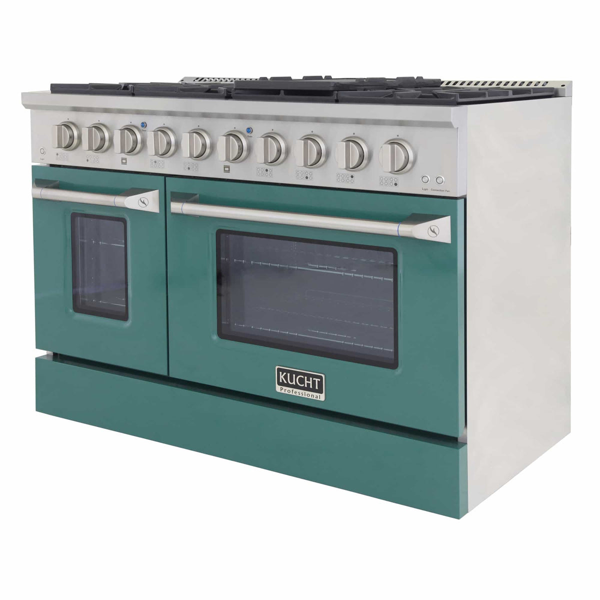 Kucht 48-Inch Pro-Style Dual Fuel Range in Stainless Steel with Green Oven Door KDF482-G