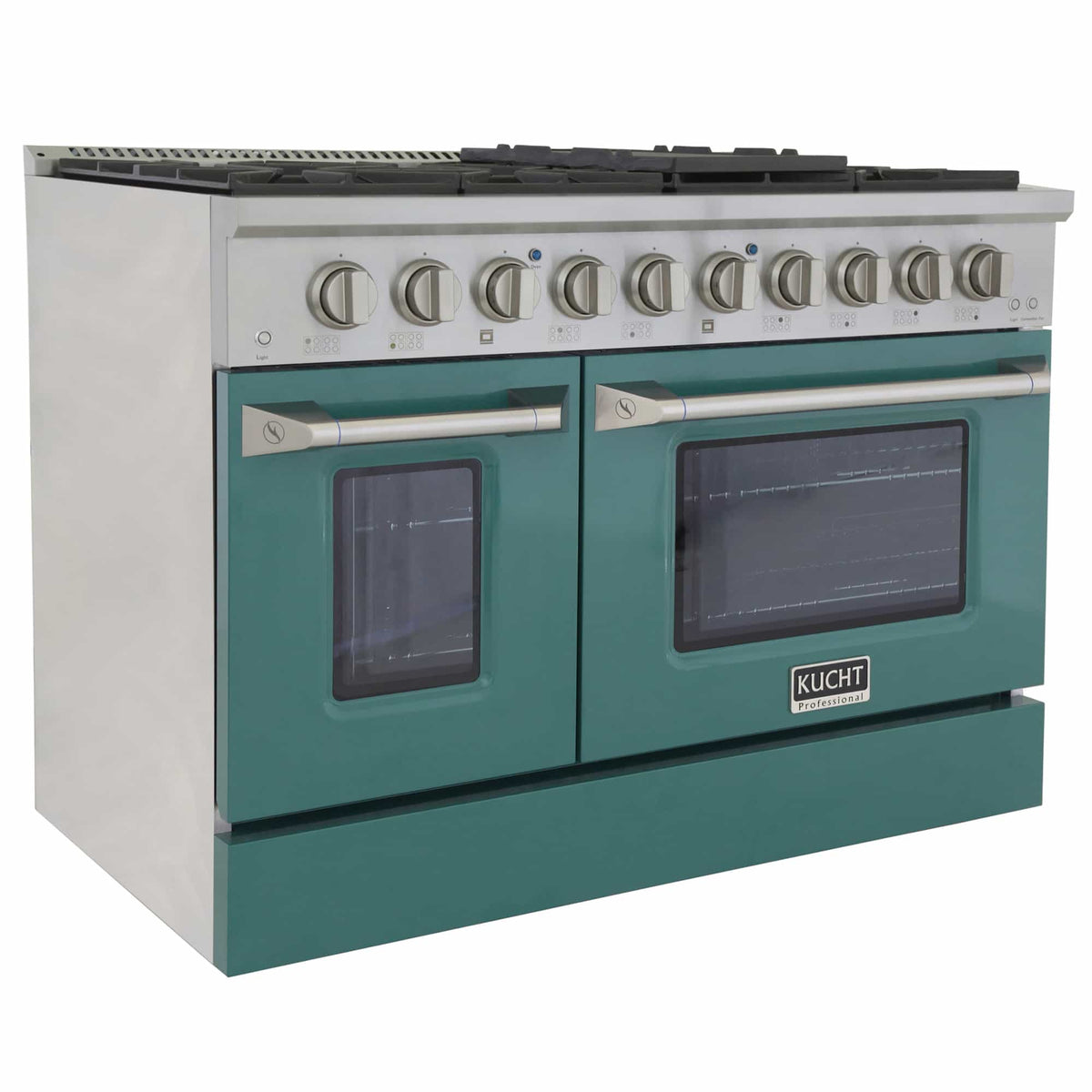 Kucht 48-Inch Pro-Style Dual Fuel Range in Stainless Steel with Green Oven Door KDF482-G