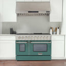 Kucht 48-Inch Pro-Style Dual Fuel Range in Stainless Steel with Green Oven Door KDF482-G