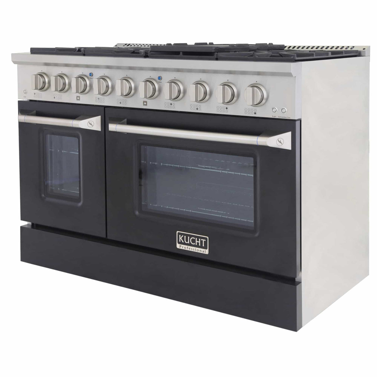 Kucht 48-Inch Pro-Style Dual Fuel Range in Stainless Steel with Black Oven Door KDF482-K