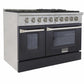 Kucht 48-Inch Pro-Style Dual Fuel Range in Stainless Steel with Black Oven Door KDF482-K