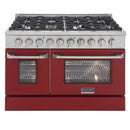 Kucht 48-Inch Pro-Style Dual Fuel Range in Stainless Steel with Red Oven Door KDF482-R