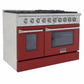 Kucht 48-Inch Pro-Style Dual Fuel Range in Stainless Steel with Red Oven Door KDF482-R
