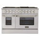 Kucht 5-Piece Appliance Package - 48" Dual Fuel Range, 36" Panel Ready Refrigerator, Under Cabinet Hood, Panel Ready Dishwasher, & Microwave Oven