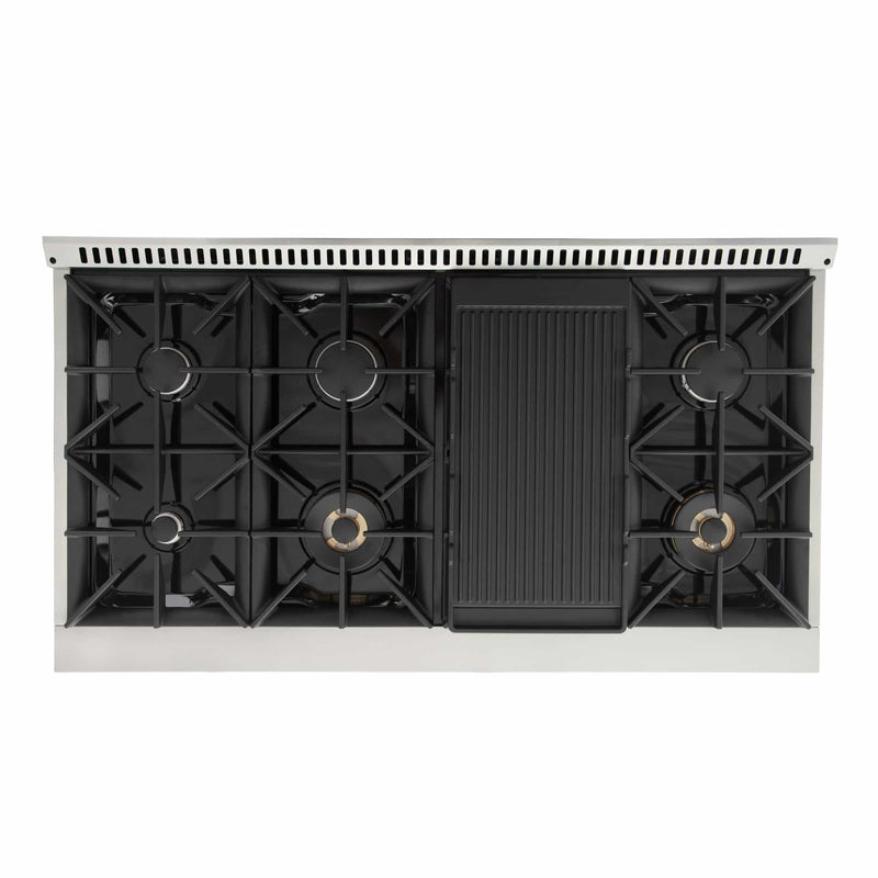 Kucht 48-Inch Pro-Style Dual Fuel Range in Stainless Steel with Red Oven Door KDF482-R