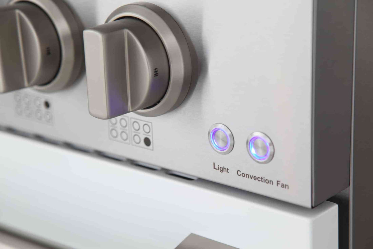 Kucht 48-Inch Pro-Style Dual Fuel Range in Stainless Steel with White Oven Door KDF482-W