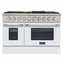 Kucht 48-Inch Pro-Style Dual Fuel Range in Stainless Steel with White Oven Door KDF482-W