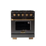 KUCHT Gemstone Professional 30-Inch 4.2 Cu. Ft. Dual Fuel Range for Natural Gas with Sealed Burners and Convection Oven in Titanium Stainless Steel KED304