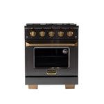 KUCHT Gemstone Professional 30-Inch 4.2 Cu. Ft. Dual Fuel Range for Propane Gas with Sealed Burners and Convection Oven in Titanium Stainless Steel KED304/LP