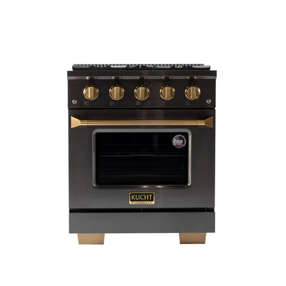 KUCHT Gemstone Professional 30-Inch 4.2 Cu. Ft. Dual Fuel Range for Propane Gas with Sealed Burners and Convection Oven in Titanium Stainless Steel KED304/LP
