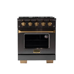 KUCHT Gemstone Professional 30-Inch 4.2 cu. ft. Propane Gas Range with Sealed Burners and Convection Oven in Titanium Stainless Steel with Gold Accents KEG303/LP