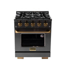 KUCHT Gemstone Professional 30-Inch 4.2 Cu. Ft. Dual Fuel Range for Natural Gas with Sealed Burners and Convection Oven in Titanium Stainless Steel KED304