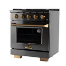 KUCHT Gemstone Professional 30-Inch 4.2 cu. ft. Propane Gas Range with Sealed Burners and Convection Oven in Titanium Stainless Steel with Gold Accents KEG303/LP