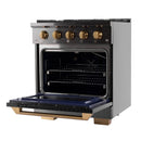 KUCHT Gemstone Professional 30-Inch 4.2 cu. ft. Natural Gas Range with Sealed Burners and Convection Oven in Titanium Stainless Steel with Gold Accents KEG303