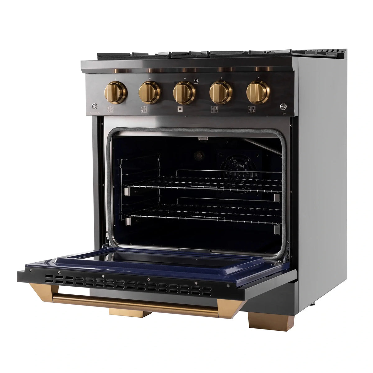 KUCHT Gemstone Professional 30-Inch 4.2 Cu. Ft. Dual Fuel Range for Propane Gas with Sealed Burners and Convection Oven in Titanium Stainless Steel KED304/LP