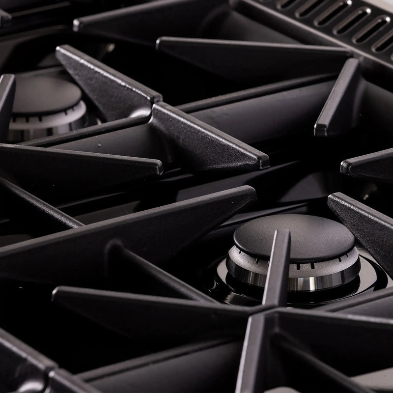 KUCHT Gemstone Professional 36-Inch 5.2 Cu. Ft. Dual Fuel Range for Natural Gas with Sealed Burners and Convection Oven in Titanium Stainless Steel KED364