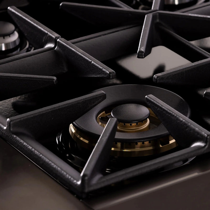 KUCHT Gemstone Professional 36-Inch 5.2 cu. ft. Propane Gas Range with Sealed Burners and Convection Oven in Titanium Stainless Steel with Gold Accents KEG363/LP