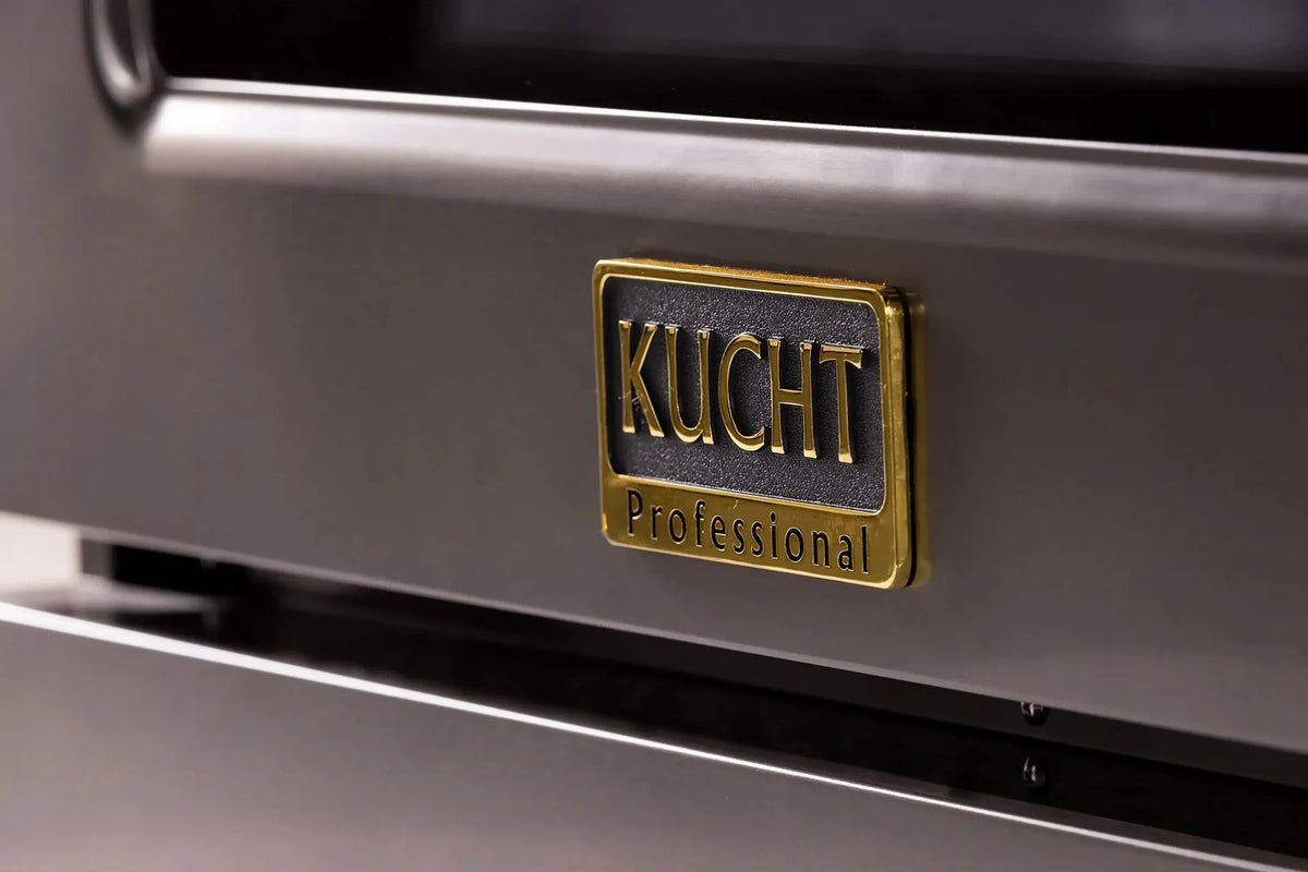 KUCHT Gemstone Professional 36-Inch 5.2 cu. ft. Gas Range with Sealed Burners and Convection Oven in Titanium Stainless Steel with Gold Accents KEG363