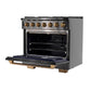 KUCHT Gemstone Professional 36-Inch 5.2 cu. ft. Gas Range with Sealed Burners and Convection Oven in Titanium Stainless Steel with Gold Accents KEG363