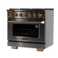 KUCHT Gemstone Professional 36-Inch 5.2 cu. ft. Gas Range with Sealed Burners and Convection Oven in Titanium Stainless Steel with Gold Accents KEG363