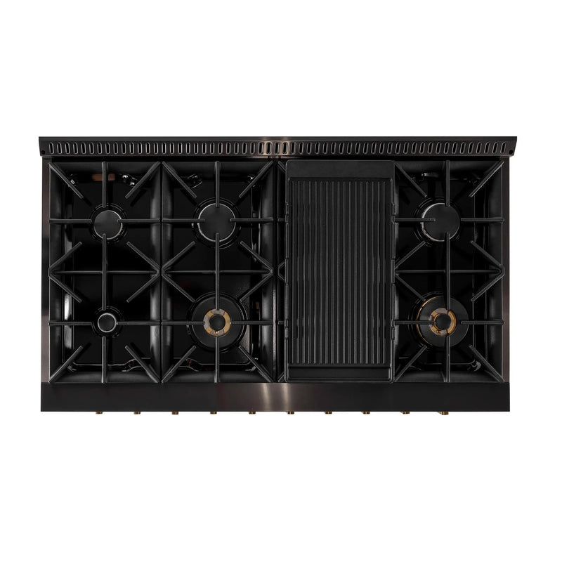 KUCHT Gemstone Professional 48-Inch 46.7 Cu. Ft. Dual Fuel Range for Propane Gas with Sealed Burners and Convection Oven in Titanium Stainless Steel KED484/LP