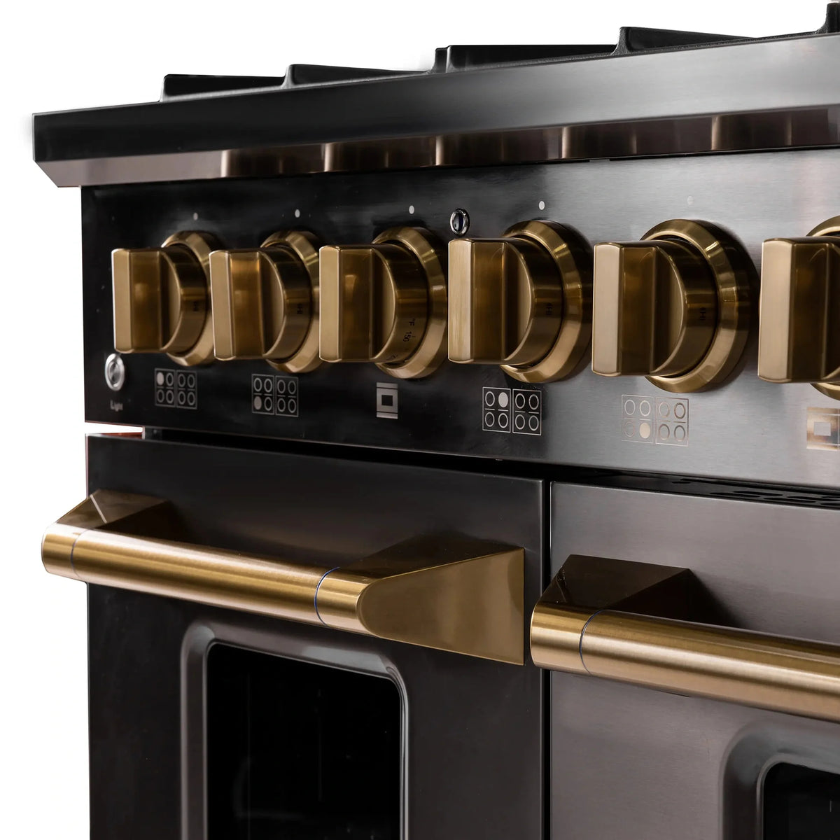 KUCHT Gemstone Professional 48-Inch 46.7 Cu. Ft. Dual Fuel Range for Propane Gas with Sealed Burners and Convection Oven in Titanium Stainless Steel KED484/LP