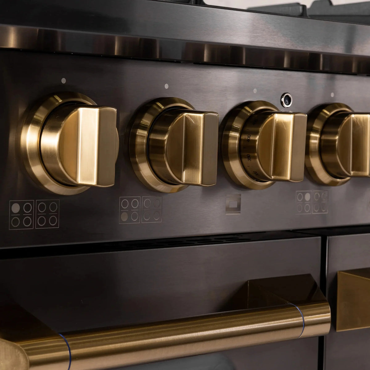 KUCHT Gemstone Professional 48-Inch 6.7 cu. ft. Propane Gas Range with Sealed Burners, Griddle/Grill and Two Ovens - One Convection - in Titanium Stainless Steel KEG483/LP