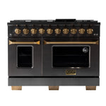 KUCHT Gemstone Professional 48-Inch 46.7 Cu. Ft. Dual Fuel Range for Propane Gas with Sealed Burners and Convection Oven in Titanium Stainless Steel KED484/LP